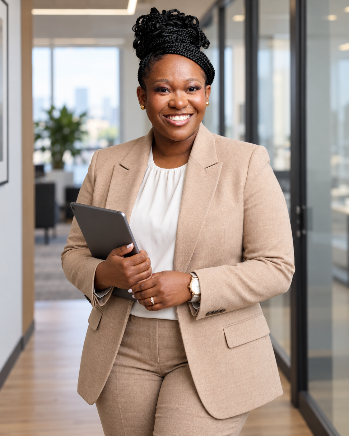 Linda Amedome dans les bureaux